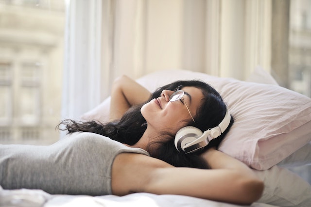 Woman listening to music