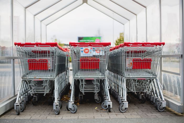 Trolleys in a trolley bay