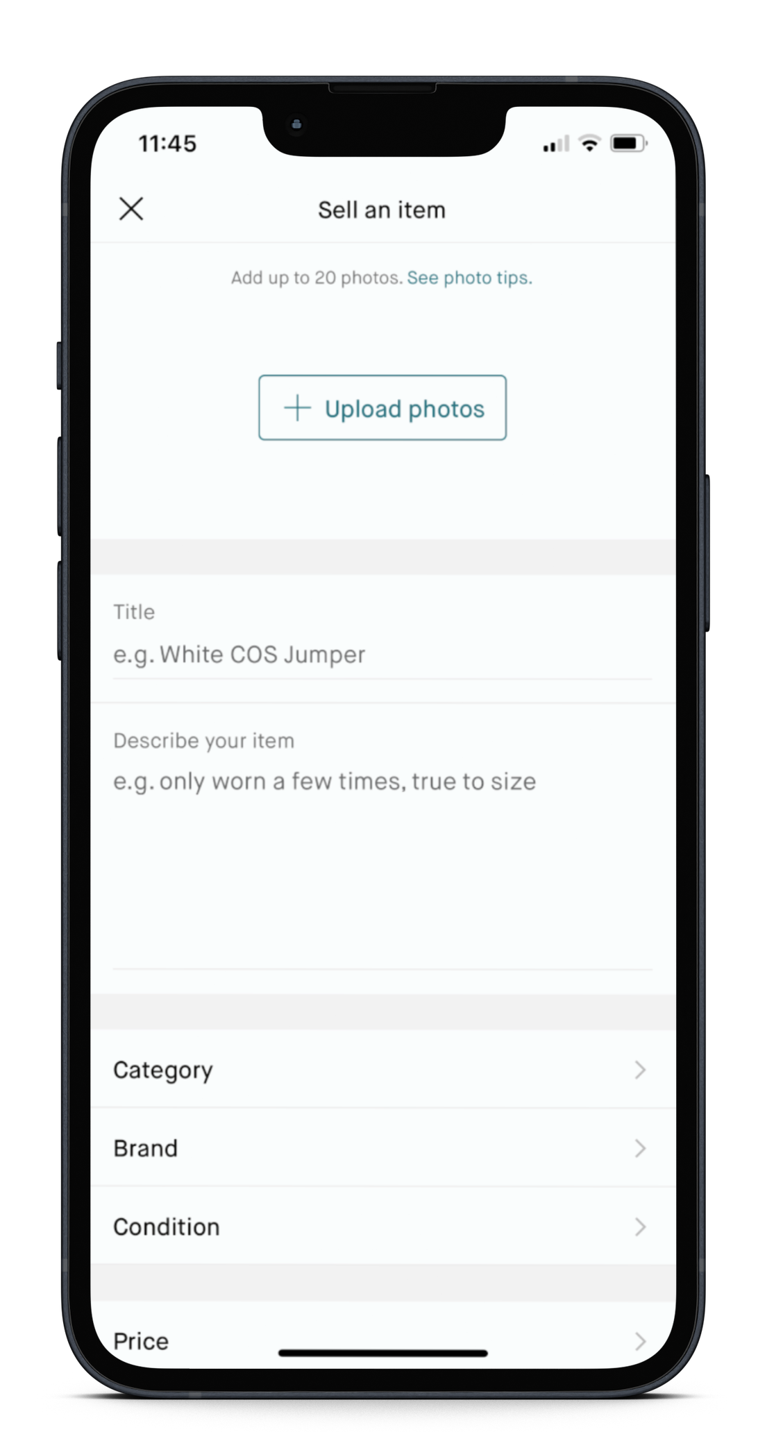 Listing an item on Vinted