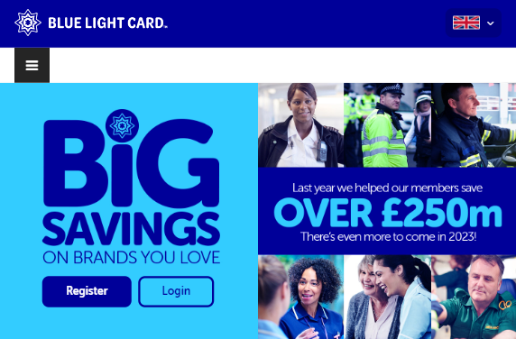 Blue Light Card website homepage