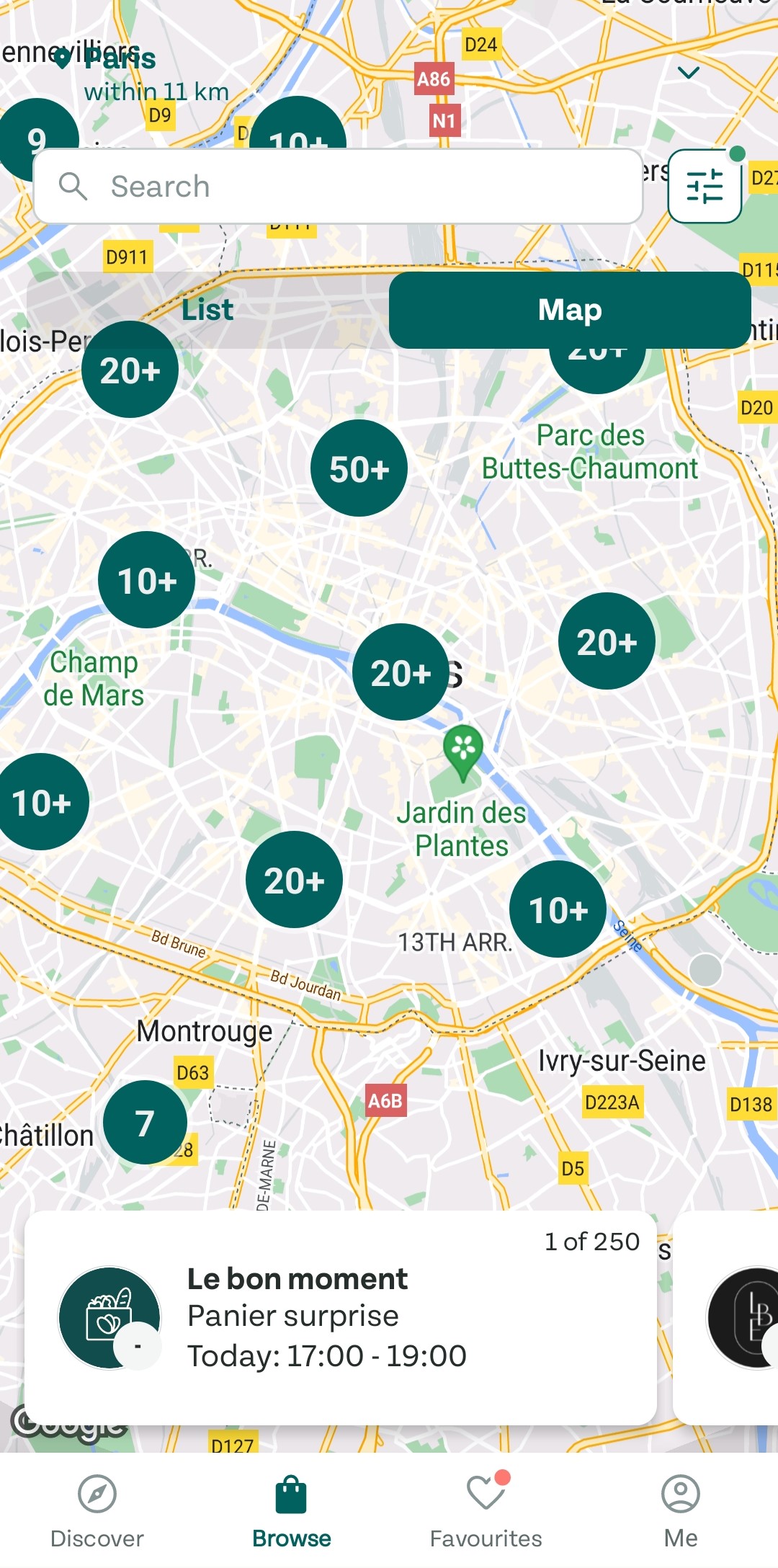 A map showing the location of a restaurant in paris.