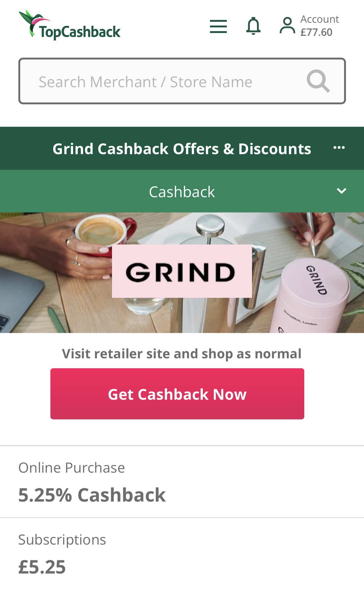 TopCashback offers and discounts mobile