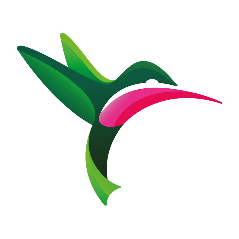 A green and pink logo with the letter l.