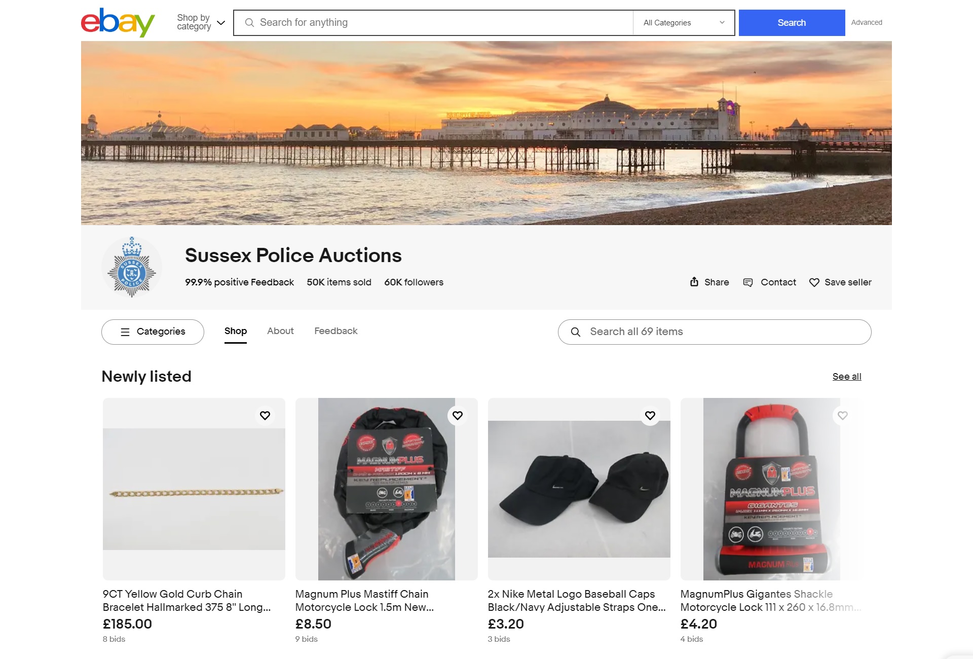 A page showing a variety of items for sale on ebay.