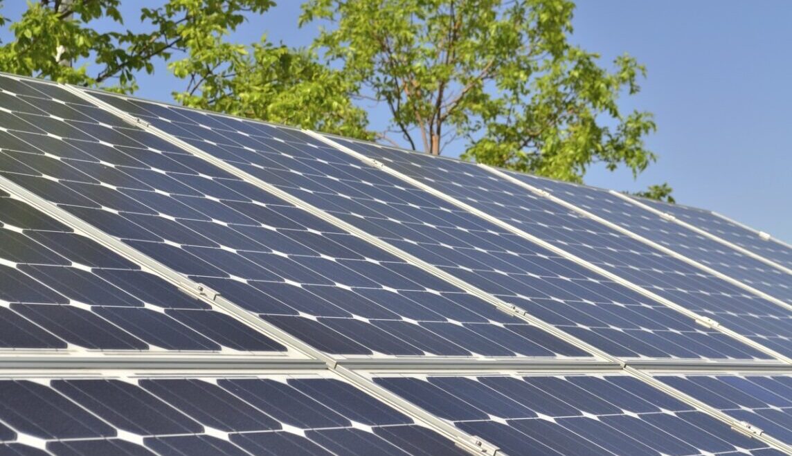 Solar panels on a roof 