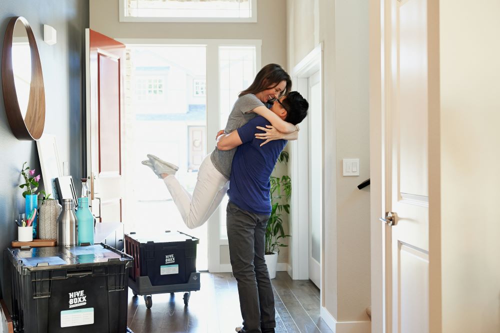 Young couple moving house