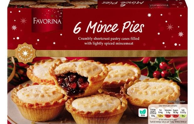 Lidl mince pie box Box of six mince pies with crumbly shortcrust pastry filled with lightly spiced mincemeat.