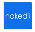 Blue square logo with the text "naked wines" in white, featuring a minimalist design.