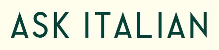 ask italian Text logo displaying the words "ASK ITALIAN" in uppercase green letters on a light background.