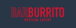 barburrito BarBurrito Mexican Eatery logo with "BAR" in outlined red letters and "BURRITO" and "MEXICAN EATERY" in solid red on a dark background.