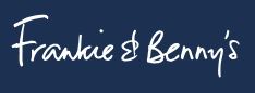 frankie & benny's White handwritten text on a dark blue background reads "Frankie & Benny's.
