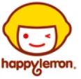 happy lemon Logo of "happylemon" featuring a stylized face with yellow hair, a red winking eye, and a red smile above the brand name in lowercase letters.