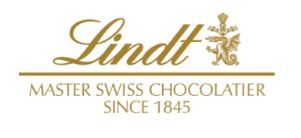 lindt Lindt logo with gold text reading “Master Swiss Chocolatier Since 1845” and a crest featuring a dragon and staff.