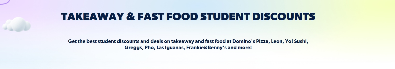 Student Beans takeaway The Student Beans discount page for a cheap takeaway deal