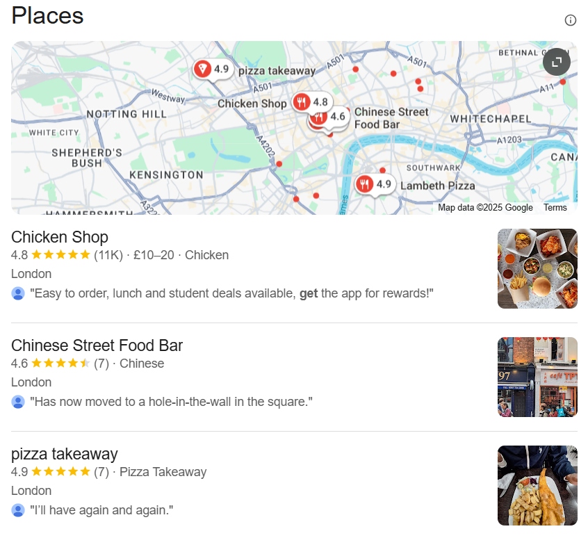 Takeaways near me Google results Google map results for 'cheap takeaway near me'