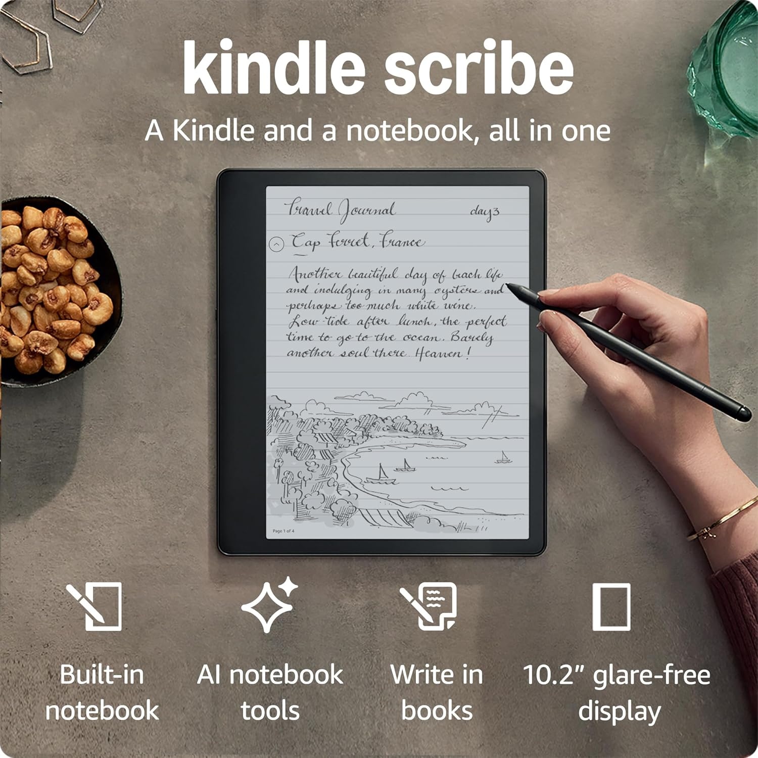 Amazon Kindle Scribe An image showing writing and drawing on an Amazon Kindle Scribe, selling for less in Amazon Prime Day deals