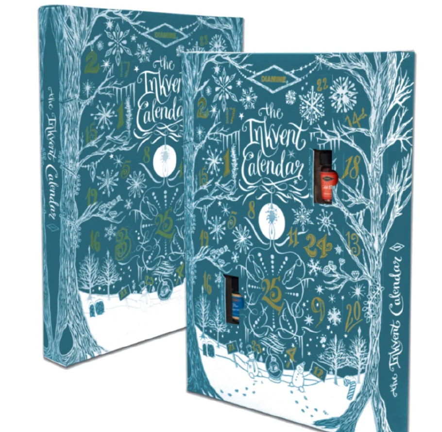 Cult Pens Diamine Inkvent Advent Calendar 2025 A teal Cult Pens ink-vent stationery advent calendar for 2025