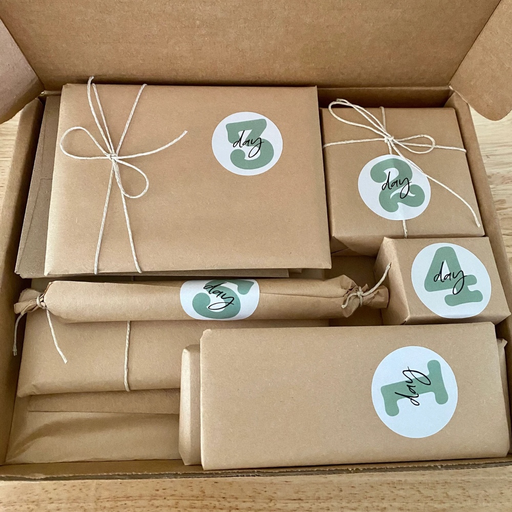 High Valley Paper Co Stationery Advent Calendar A stationery advent calendar containing brown paper-wrapped, numbered stationery goods