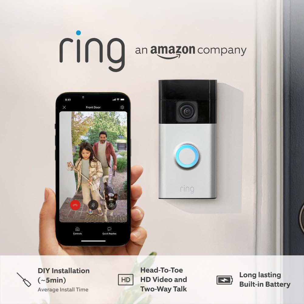Amazon Ring doorbell An image showing an Amazon Ring digital doorbell, at a discount on Amazon Prime Day