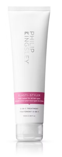 philip kingsley hair serum A white tube of Philip Kingsley Elasti-Styler 5-in-1 Treatment for all hair types, featuring a pink label and 100ml size.