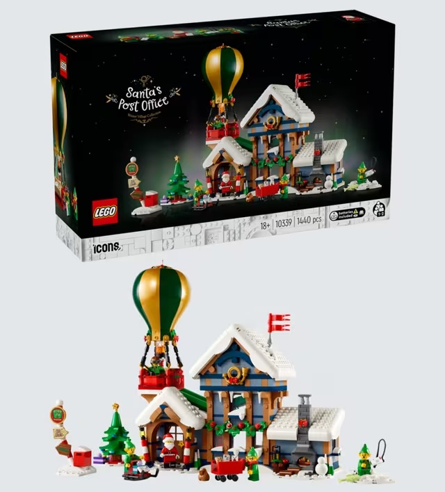 A LEGO set of Santa's Post office, complete with Santa Claus and several elves, available in the LEGO Black Friday sale