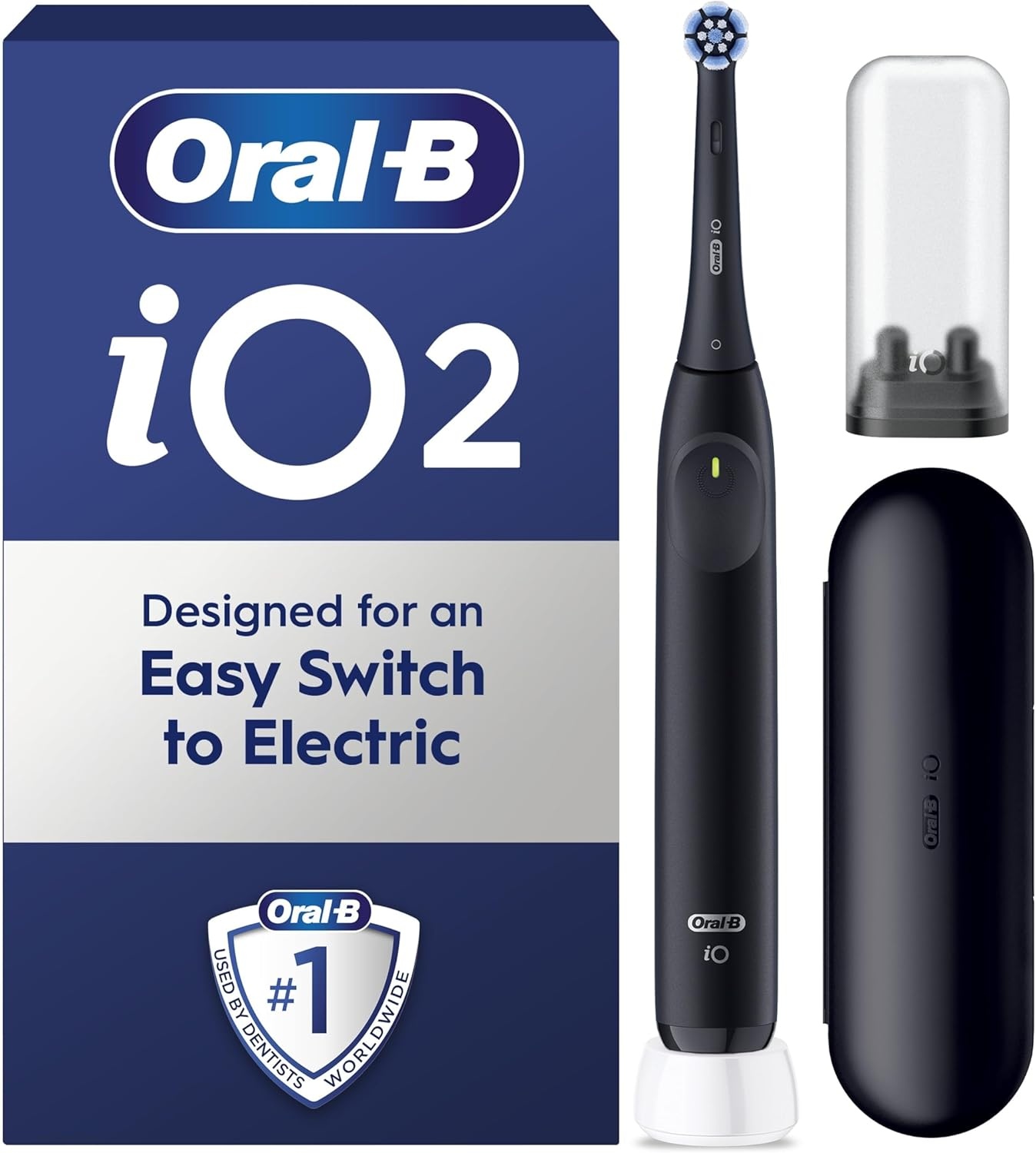 Oral-B iO2 toothbrush An image showing the Oral-B iO2 electric toothbrush for less in the Black Friday sale