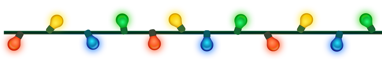 vector-4693703_1280 A string of colorful holiday lights with red, yellow, green, and blue bulbs, evenly spaced along a green wire against a white background.