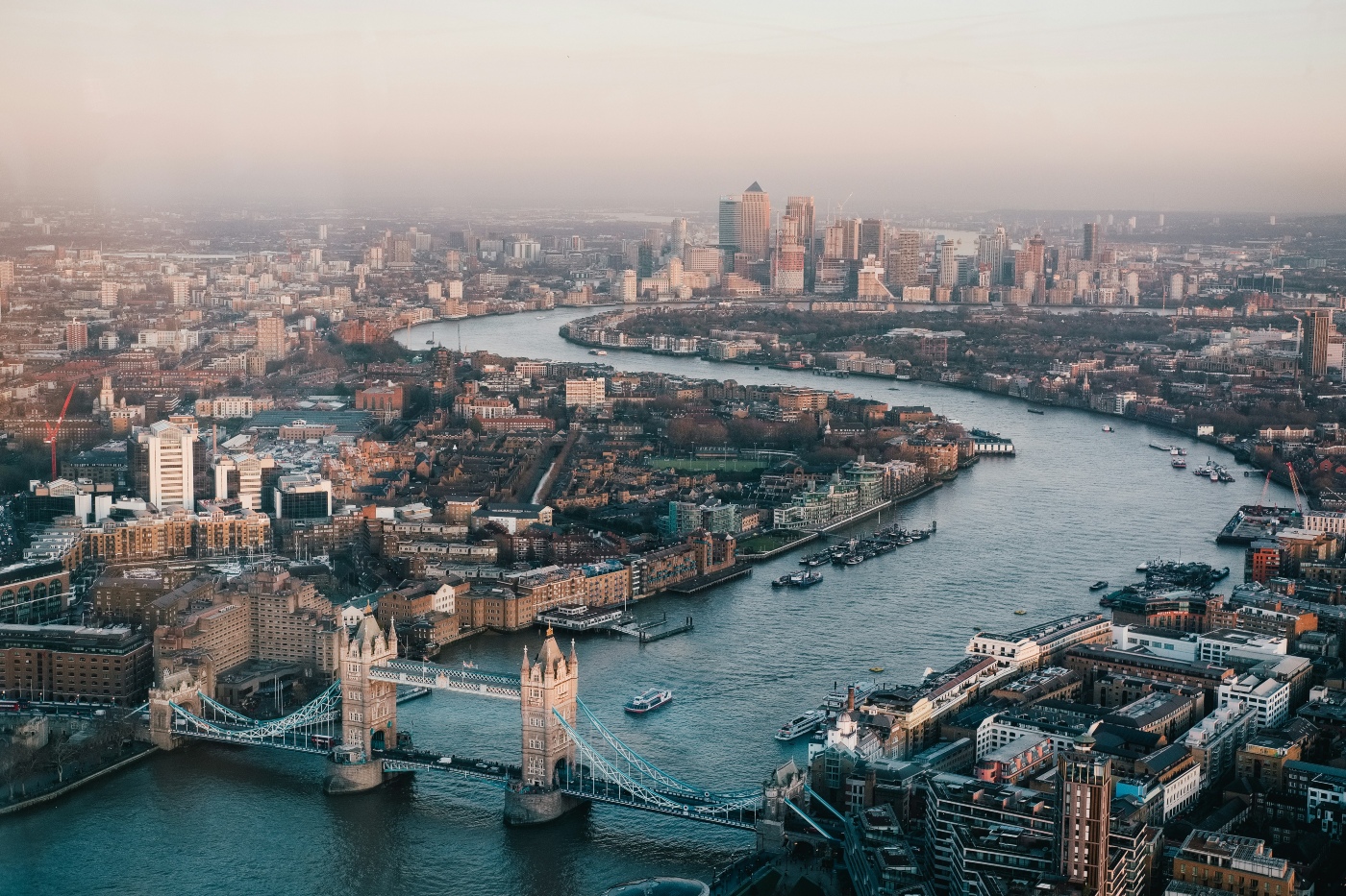 An aerial view of the many free things to do in London