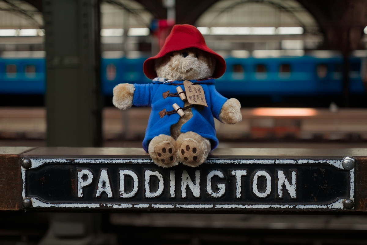 A picture of a Paddington Bear at London Paddington Station