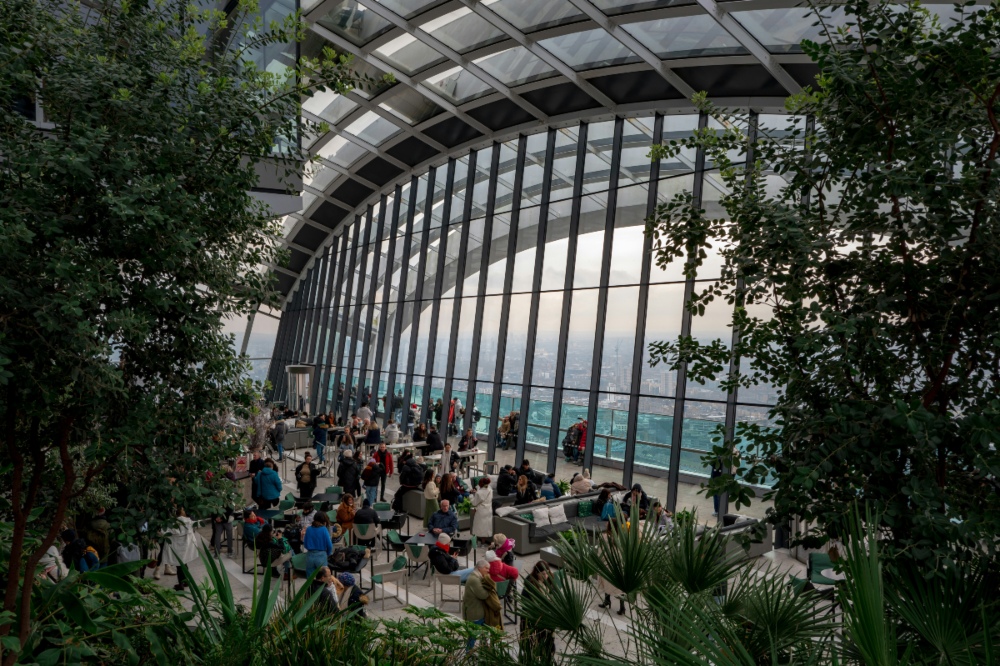 An image of the interior of the free Sky Garden London