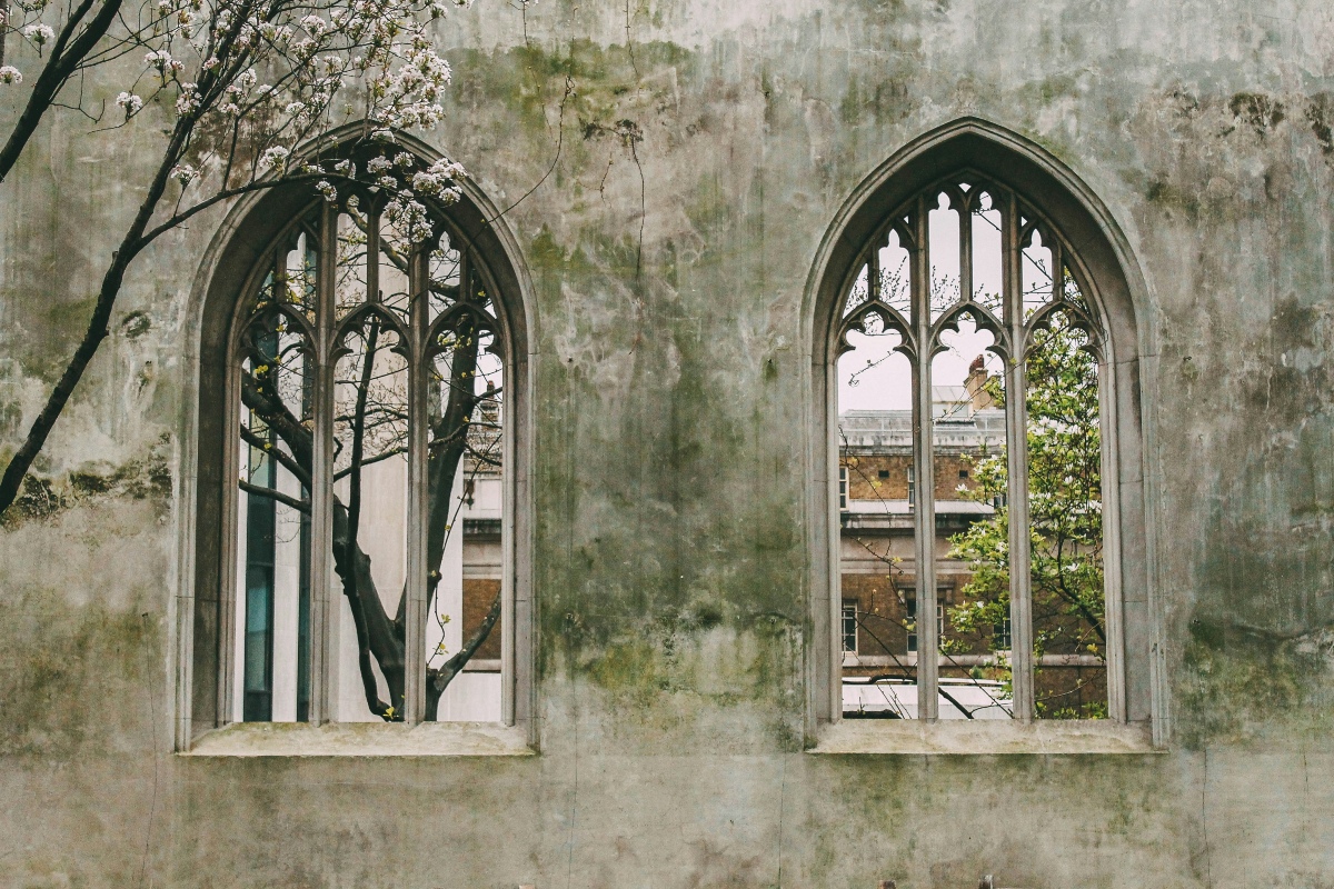 Old, overgrown church walls in St. Dunstan in the East London