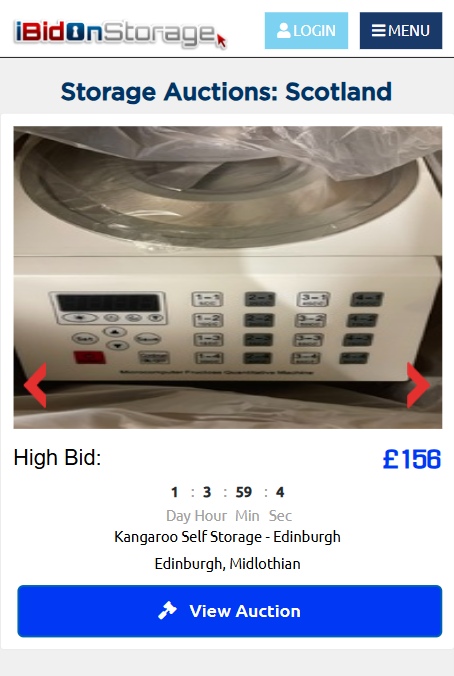 Scotland storage auction mobile An image showing an IBidOnStorage online storage locker auction in Scotland