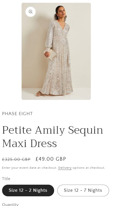 girl meets dress mobile Woman wearing a long, silver sequin maxi dress with a V-neckline and long sleeves, holding a small clutch bag. Product details and pricing information are displayed below.