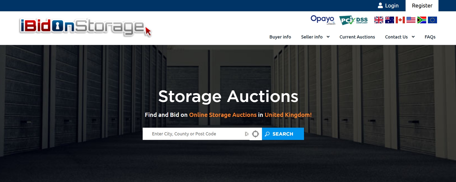 ibidonstorage An image showing the IBidOnStorage website for UK-based storage auctions