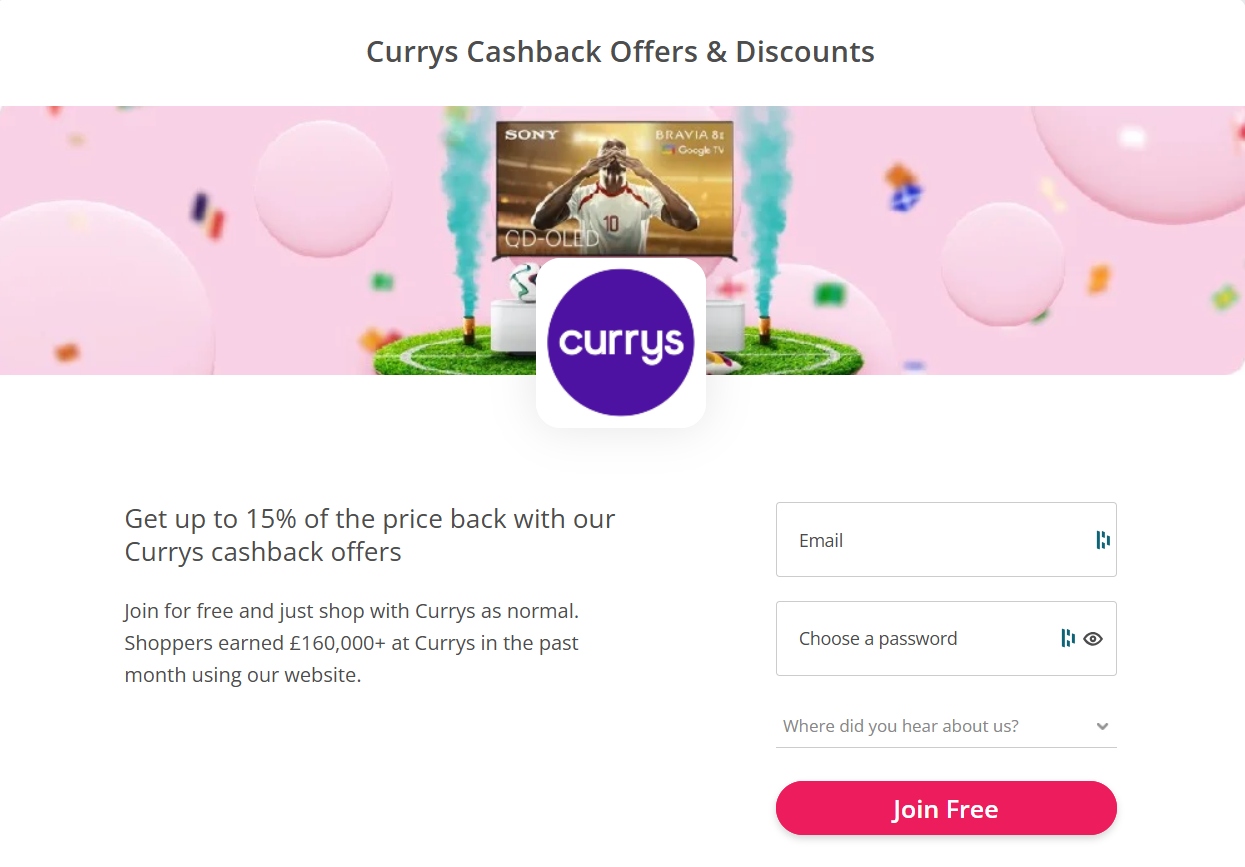 tech cashback topcashback students An image showing TopCashback's Currys page, showing possible essential tech for students
