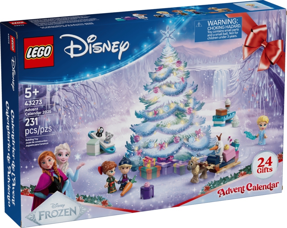 An image showing the LEGO Frozen Disney Advent calendar from 2025 with Elsa, Anna, and Olaf on it